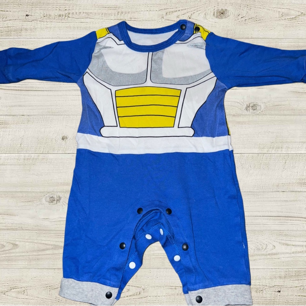 Blue and Yellow Vegeta From Dragon Ball Z Baby Romper